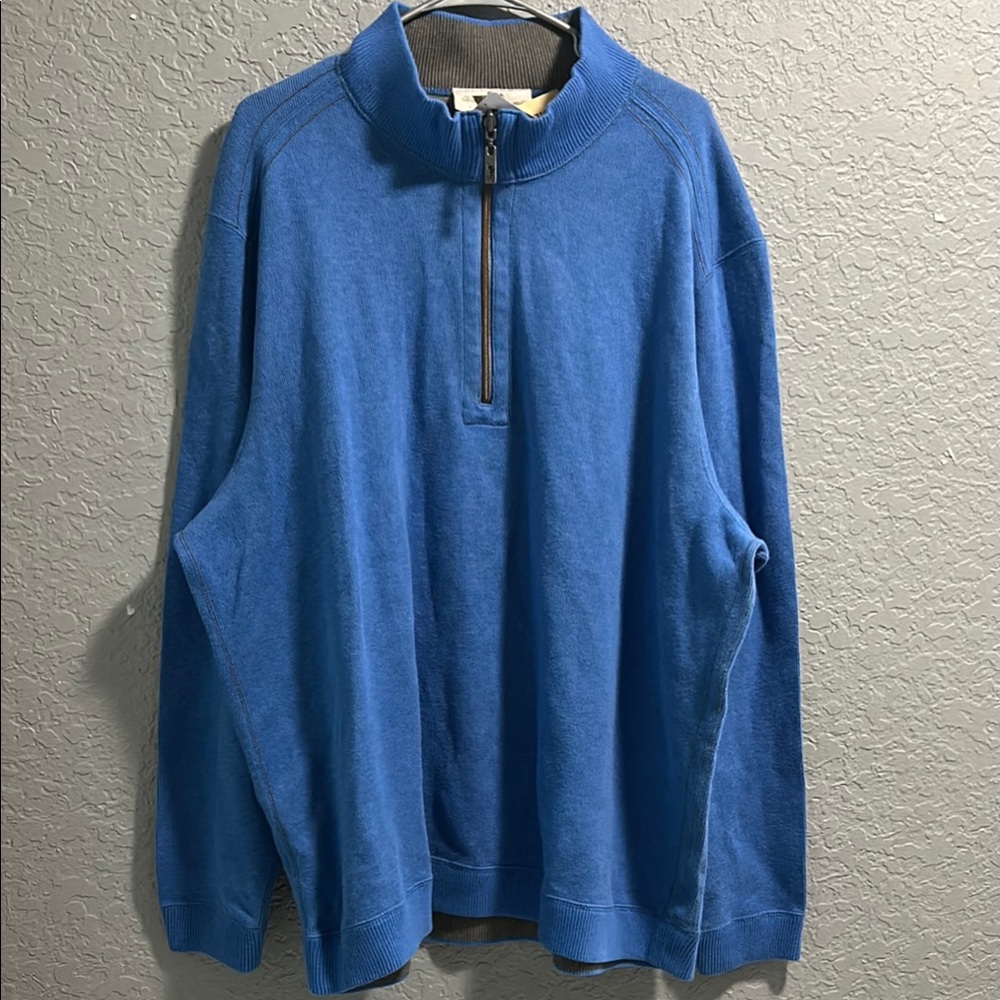 Tommy Bahama Blue Zip Up Sweater with Vibrant Color